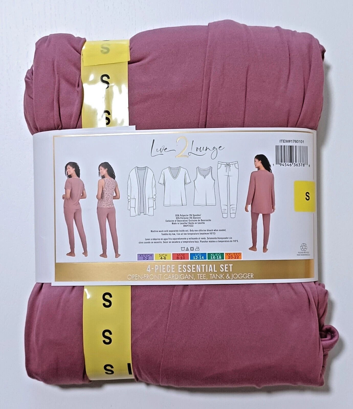 NWT Live 2 Lounge 4-pc Essential Set Open Front Cardigan,Tee,Tank & Jogger Small