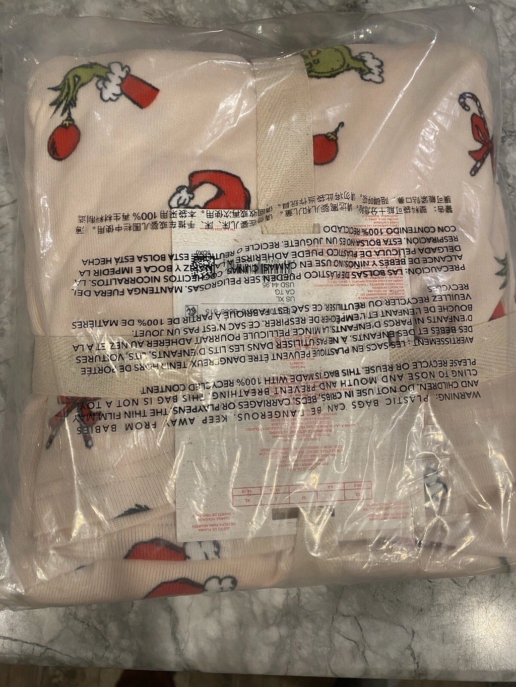Ae American Eagle Grinch Candy Cane Plush Pj Pajama Set W-XL Christmas