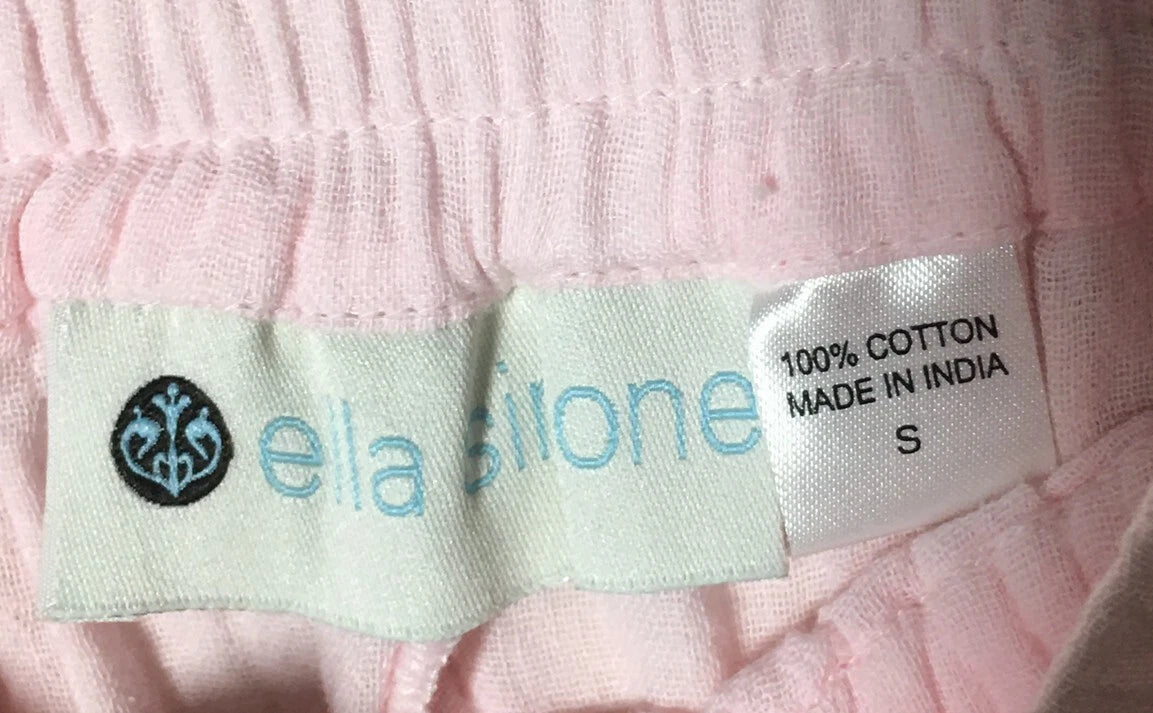 Ellas Simone Loungewear Set Women's Size Small Pink 100% Cotton Sleeveless
