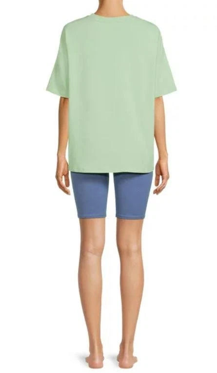 NEW NWOT Blue & Green Small (4-6) Bike Shorts & Shirt 2 Pc Pajama Lounge Set