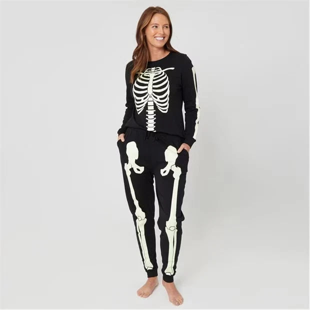 Linea Women's Skeleton Pyjamas in Size 12-14 - Glow in the Dark