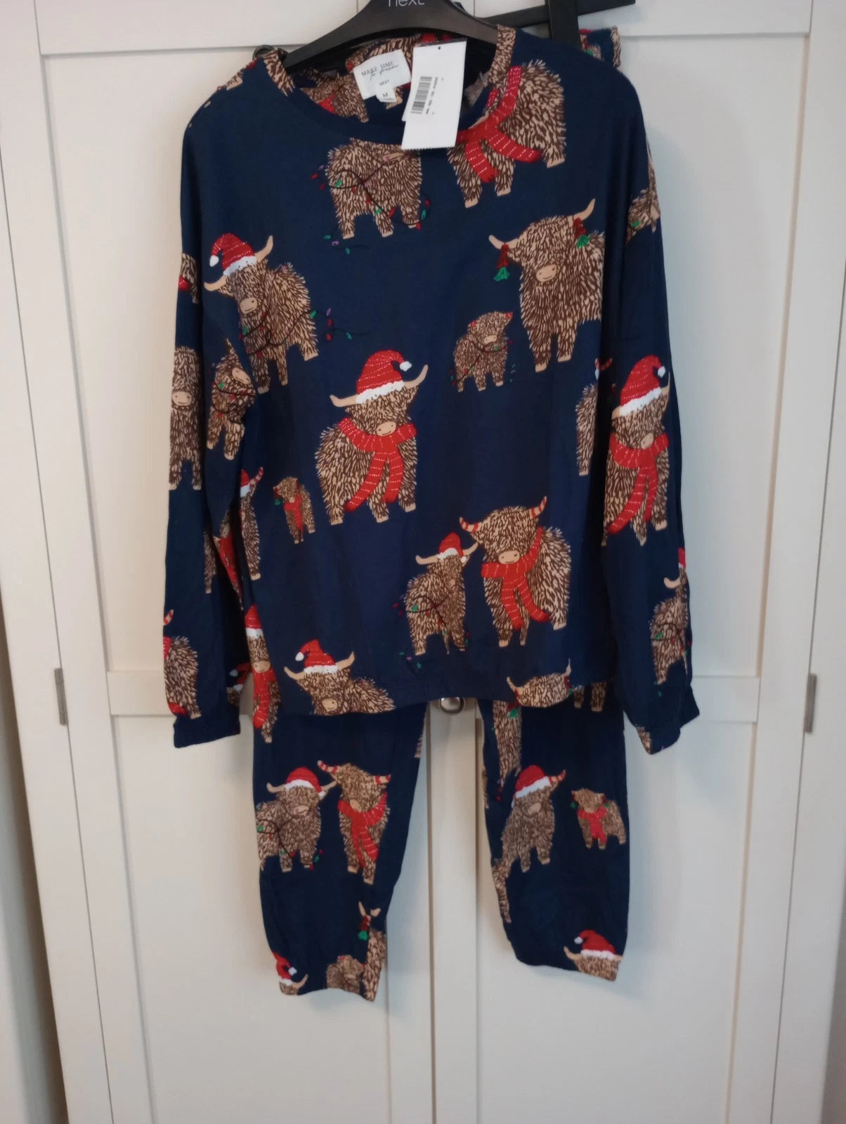 Next Hamish Highland Cow Blue Christmas Pyjamas Size Large 16-18 Tall New