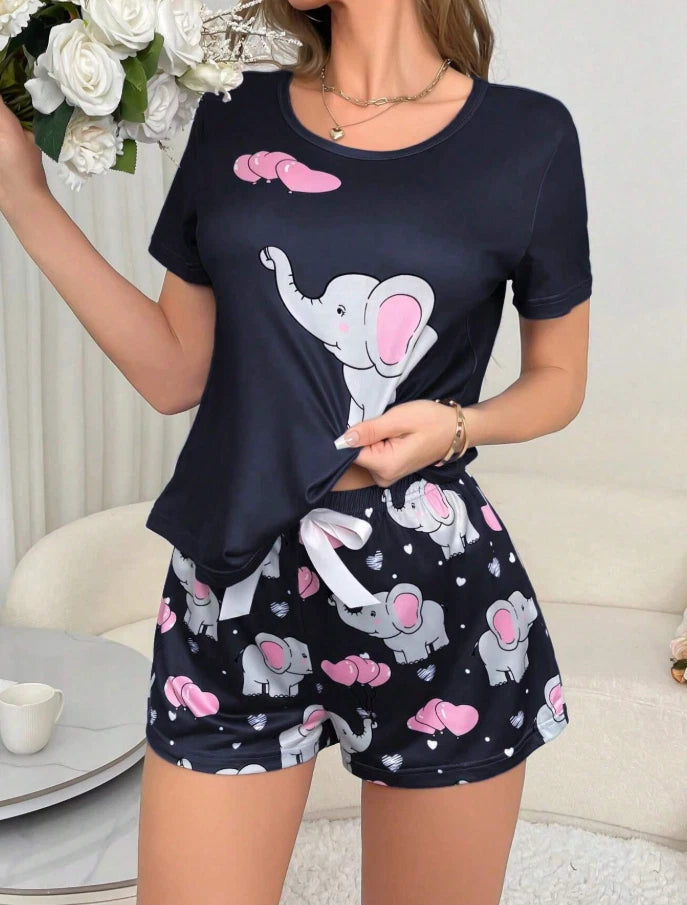 ELEPHANT Women's Ladies Pyjamas PJs Gift Novelty Slogan Size  8 10 12/14 16 navy