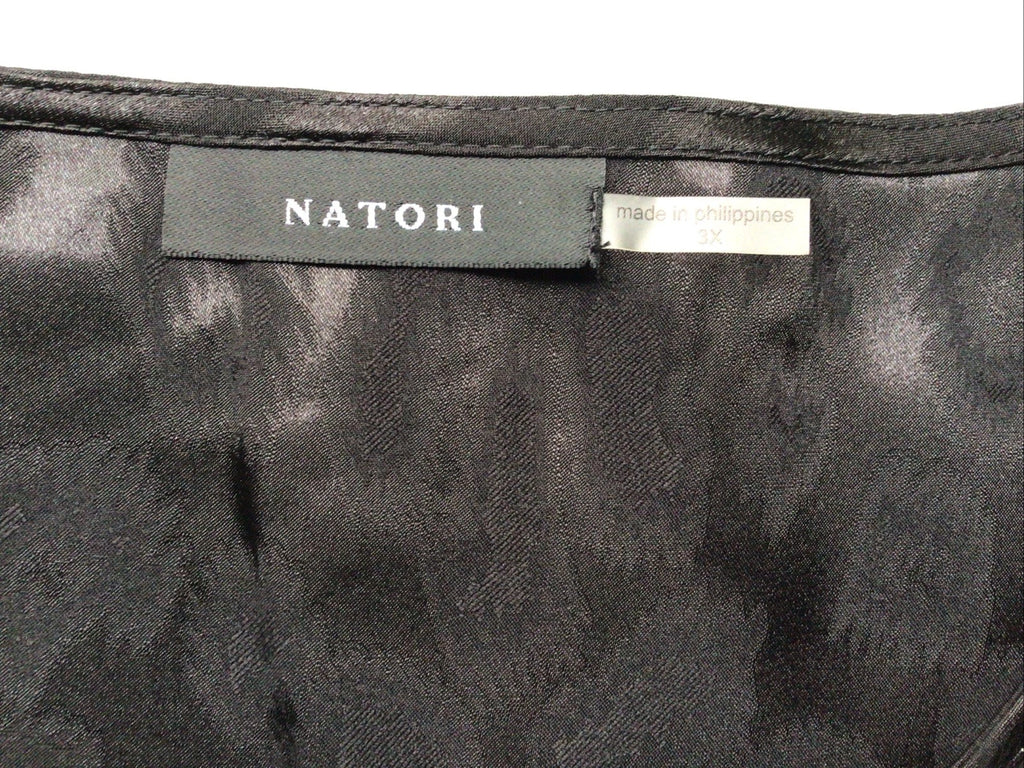Natori Satin Pajamas Shirt Pants Black Animal Print Size 3XL Lounge Wear
