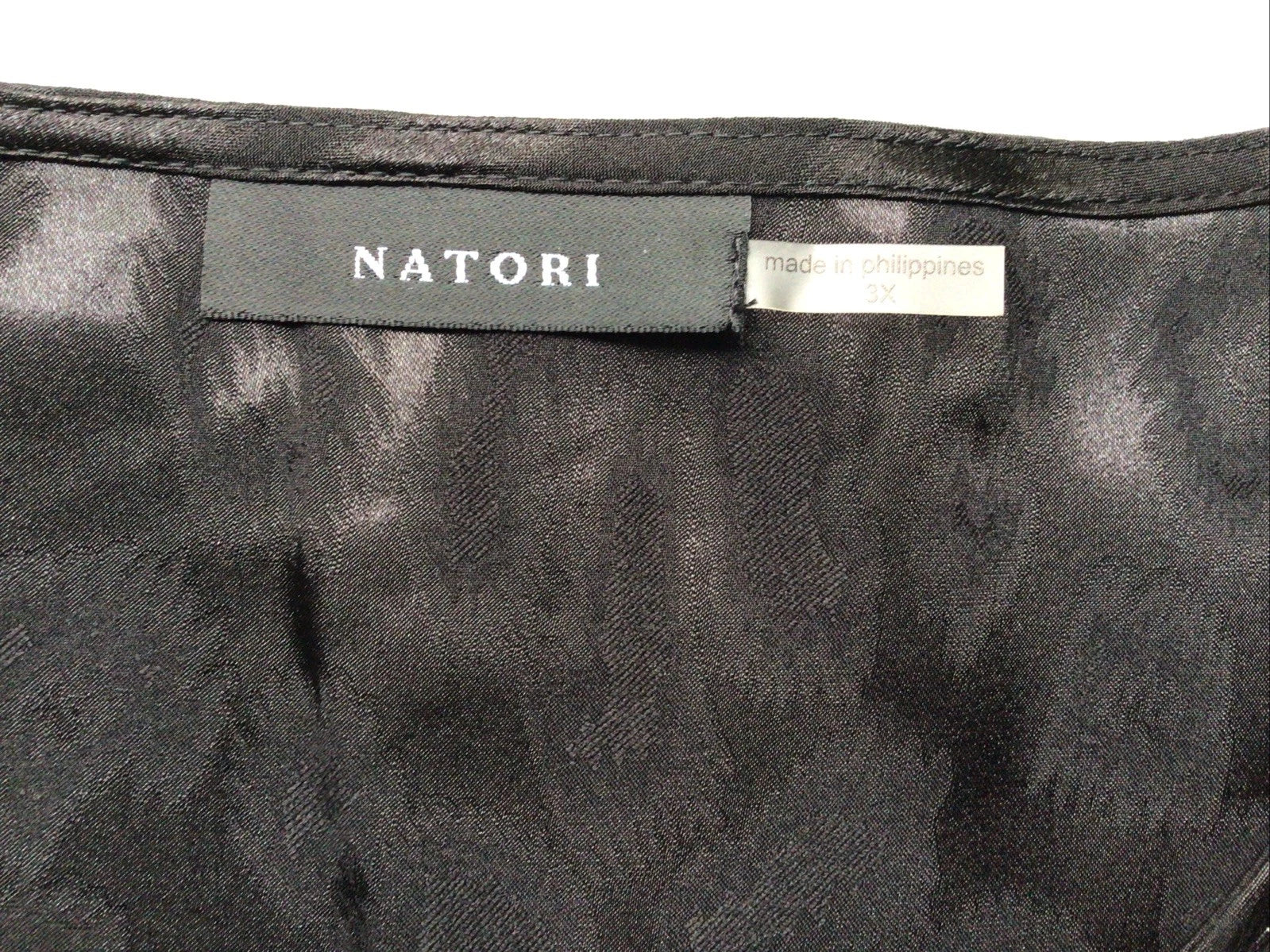 Natori Satin Pajamas Shirt Pants Black Animal Print Size 3XL Lounge Wear