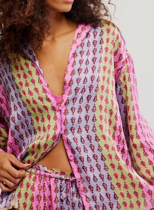 FREE PEOPLE DREAMY DAYS SLEEP SET FRENZY COMBO SILKY PJ SET SIZE XL NWT