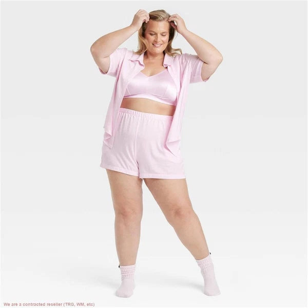 Satin Notch Collar Pajama Set - Auden Pink 4X *SEE DEAL!!!*