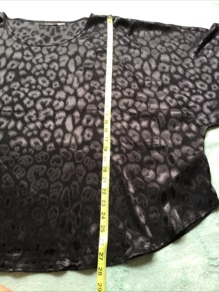 Natori Satin Pajamas Shirt Pants Black Animal Print Size 3XL Lounge Wear