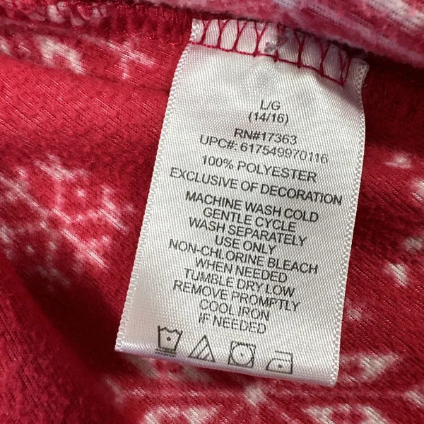 Anne Klein Holiday Pajama Pants Set Long Sleeve Button Up Red Fleece PJs Large
