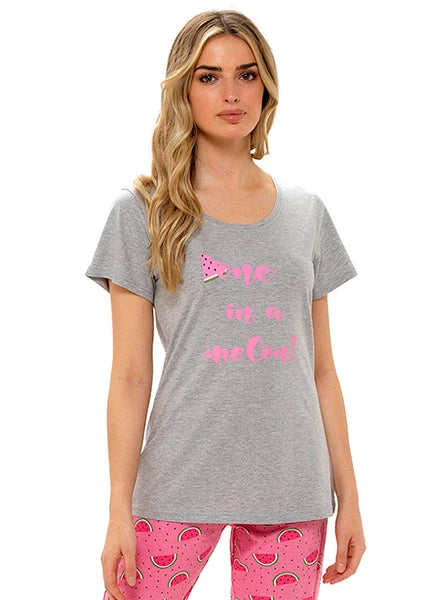 Ladies Pyjamas Set Womens Cotton Pyjama T Shirt & Pants Loungewear Sleepwear PJs