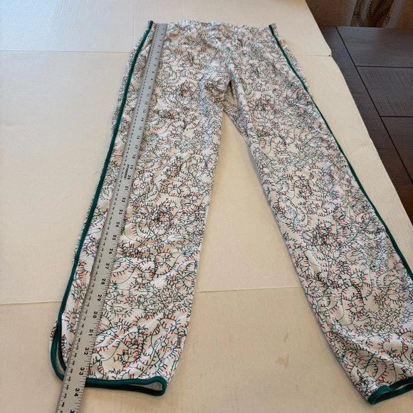 Lake Pajamas Holiday Lights Print 2 Piece Set Small Pima Cotton Top Pants EUC