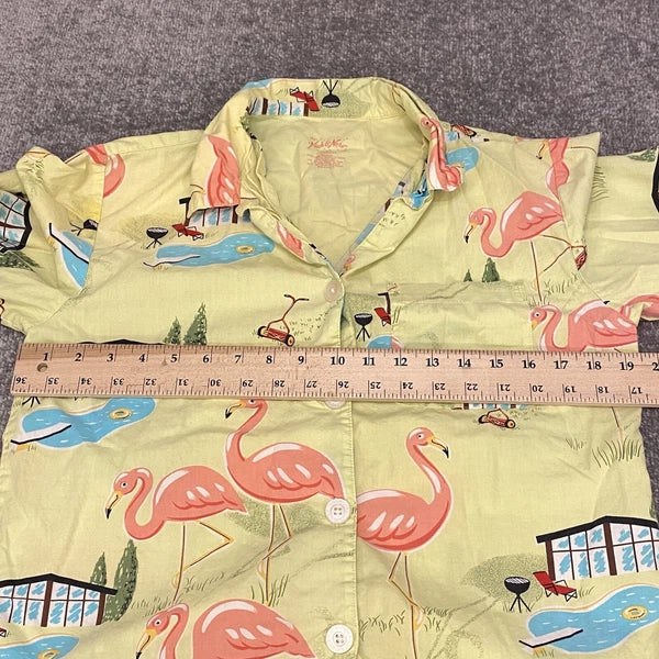 Nick And Nora Pajama Set Womens Small Flamingo Print Pool Top Capris