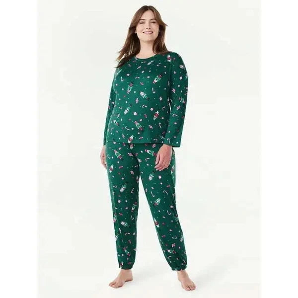 Joyspun Size Medium(8-10) Nutcracker Pajama Set Long Sleeve Pockets Top & Pants