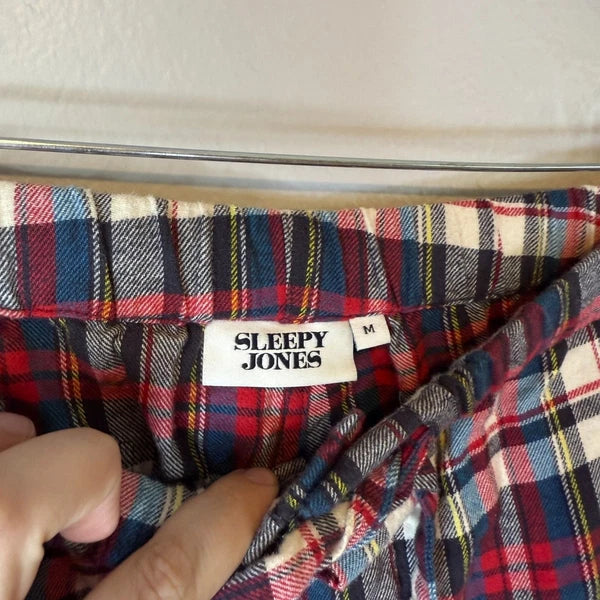 Sleepy Jones Women's Plaid Flannel Cotton Pajama Set Size M