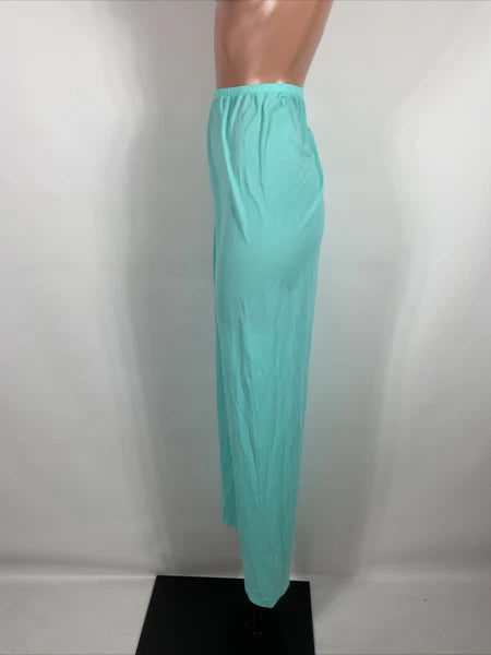 Miss Elaine Classics 2 Piece Teal Blue Nylon Pajama Set Women's Size L Silky