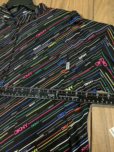 DKNY Sleep SET Women's Size L Short Sleeve Top Matching Shorts Black Multicolor