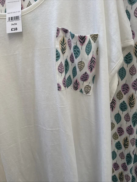 Bon Marche Ivory Leaf  Print Jersey  Pyjamas Set Short Sleeve  Top 12/14 BNWT