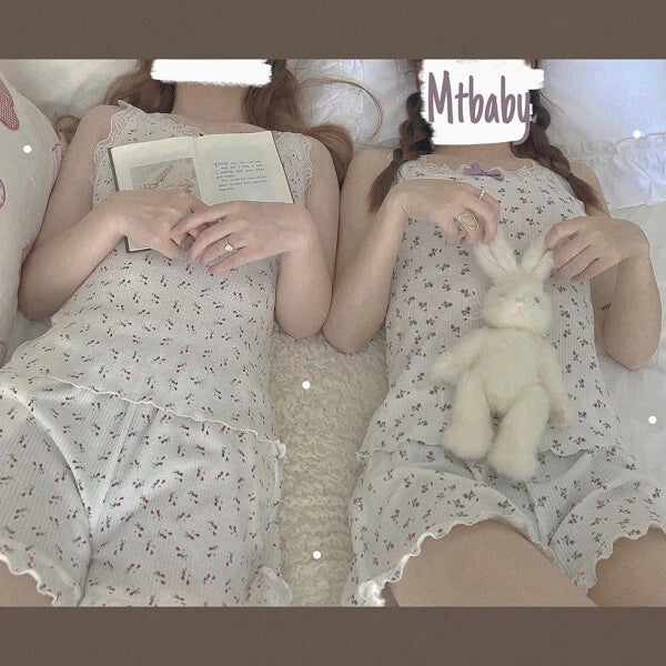 Bear/Rose/Lilac Women's Pajamas Sets Vest & Shorts 2PCS Set Summer Sleepwear
