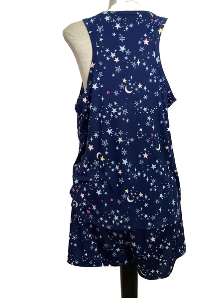 JOYSPUN  SLEEPWEAR SHORTY SET NAUTICAL NAVY Tank & Shorts Sz M*