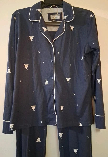 MOOD PJMS Pajama Set Top Notch Collar Sleepy Dog Ultra Soft L