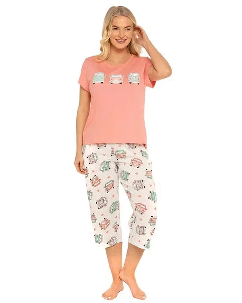 Ladies Suzy & Me.Cropped LEG Pyjamas in Pure 100% Cotton Jersey 8/18 n65
