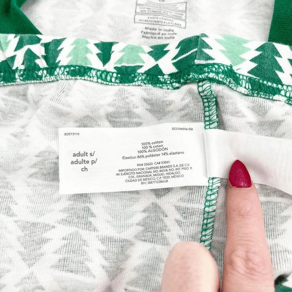 Carter's Womens Pajama Set Size S Green Christmas Tree Long Sleeve Crew Holiday