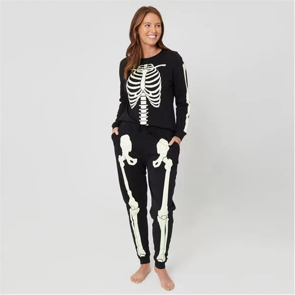 Linea Women's Skeleton Pyjamas in Size 12-14 - Glow in the Dark