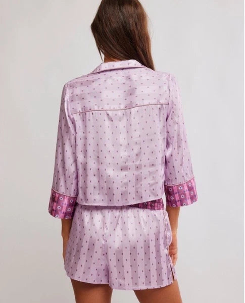 FREE PEOPLE PILLOW TALK PJ SET LILAC COMBO SIZE XL NWT SILKY PAJAMAS GIFT SET