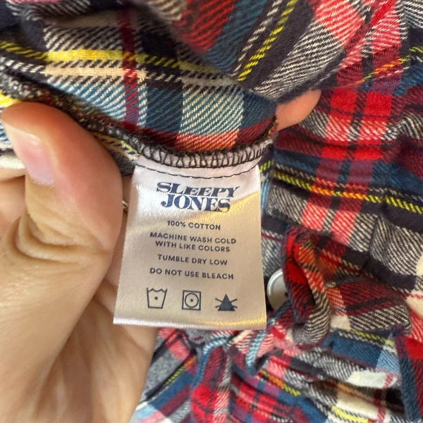 Sleepy Jones Women's Plaid Flannel Cotton Pajama Set Size M