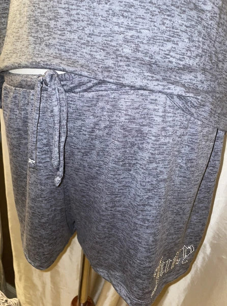 NEW Juicy Couture Crystal “Juicy” Logo PJ/Lounge Short Set Size XL Dark Heather