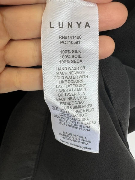 Lunya Washable Silk Pajama Set Black Size L New