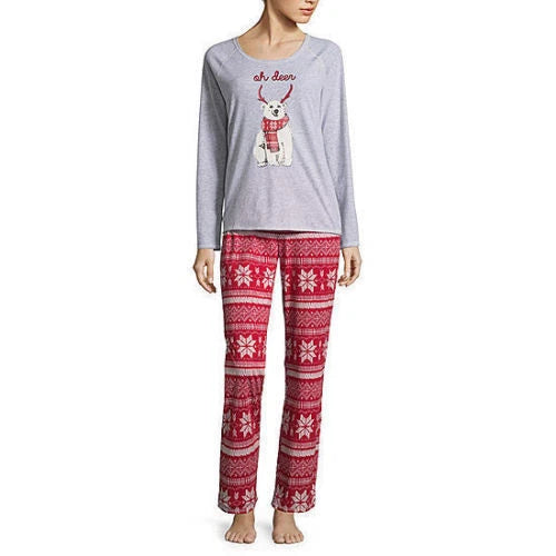 NWT $42 simply chic Women 2 Piece Pajama Set micro fleece  large