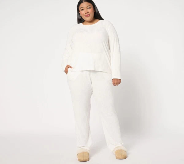 Berkshire Homewear Heathered Long Sleeve & Pant Hacci Set Star White 3X New