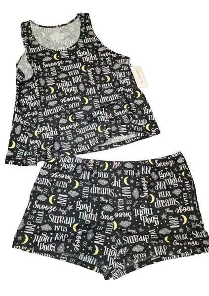 Women's Goodnight Snooze  Joyspun Print Tank Top Shorts Pajama Set, 2-Piece XL