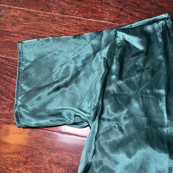 NWT Victoria Secret Gold Tag pajama set Top & shorts M Embroidered Forest Green