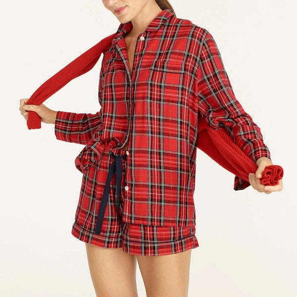 J Crew NWT $98 Flannel Pajama Short Set in Good Tidings Plaid | Sz S