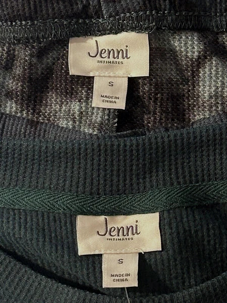 Jenni intimates Womans Pajama Set Size Small Green Knit Adjustable Waist NWT