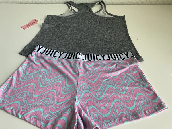 Juicy Couture Pajama Set JC7449T  Women’s Sz L Grey Swirl Shorts Lounge NEW