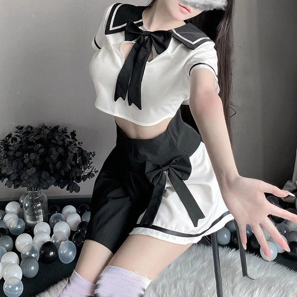 Sweet Students JK Uniform Bow Sleepwear Sexy Lingeries School Cosplay Costume