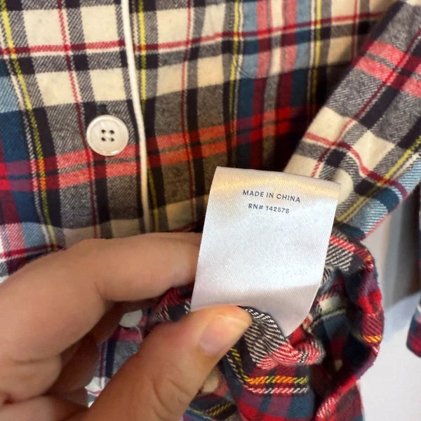 Sleepy Jones Women's Plaid Flannel Cotton Pajama Set Size M