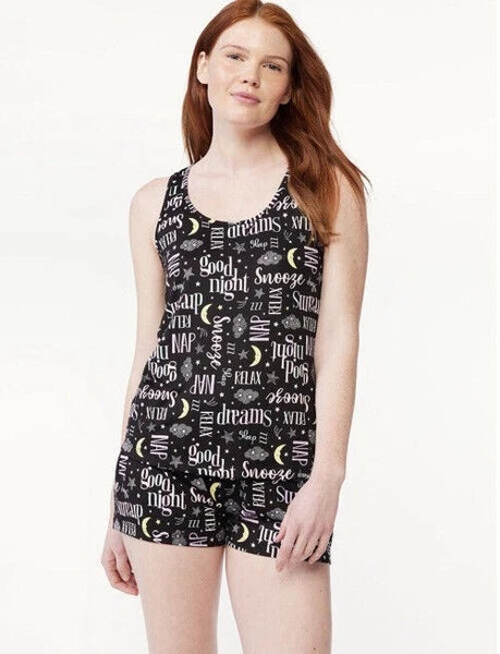 Women's Goodnight Snooze  Joyspun Print Tank Top Shorts Pajama Set, 2-Piece XL
