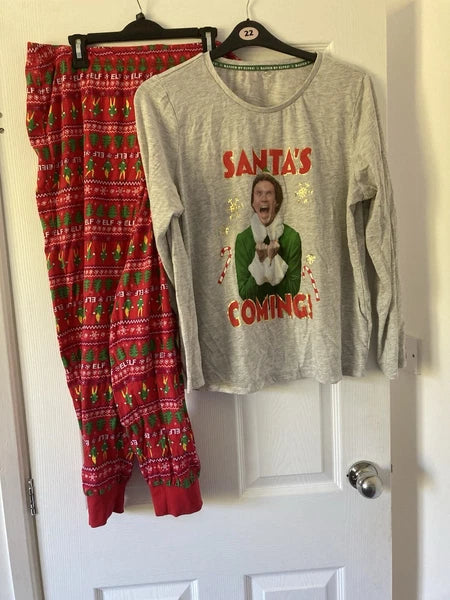 George Elf Women's Pyjamas Size 16-18 Santa's Coming