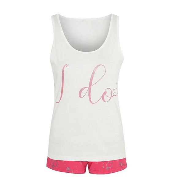 LADIES SHORT PYJAMAS HEN PARTY BRIDAL WEDDING THEME SHORTIE PJ SET EX UK STORE