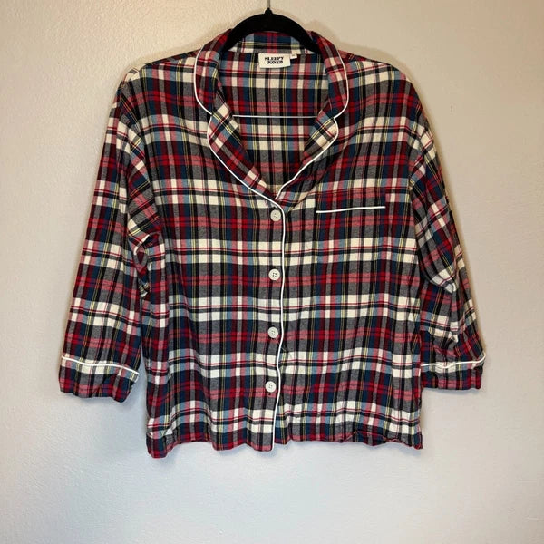 Sleepy Jones Women's Plaid Flannel Cotton Pajama Set Size M