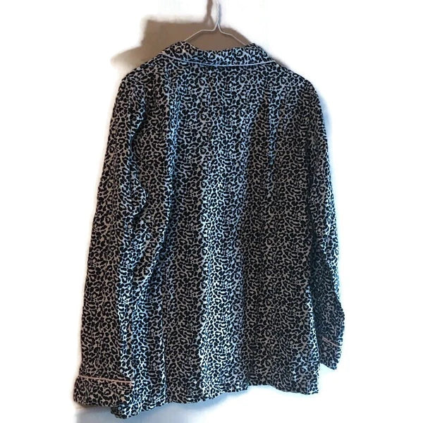 Victoria's Secret Women's 2 Piece Pajamas Leopard Print Black White Sz M.
