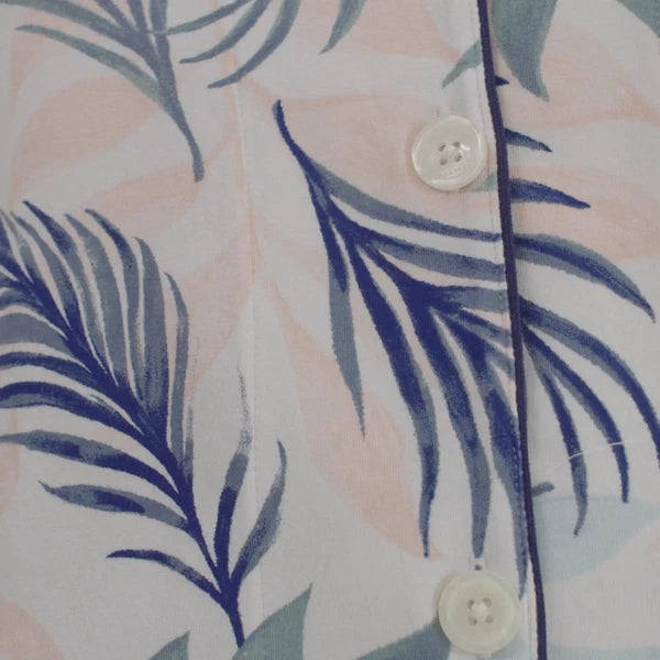 New BEDHEAD Tropical Palm 2 Pc STRETCH Top & Shorty Shorts Pajama Set POCKETS M