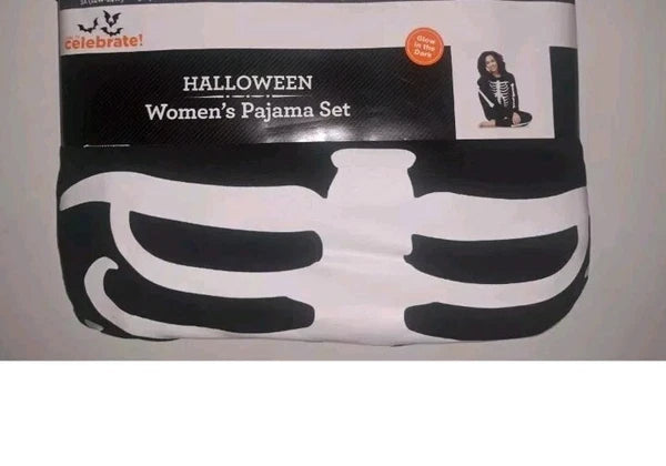 Skeleton Halloween Glow In The Dark Womens Pajama Set Shirt Pants 2XL 18/20 #E58