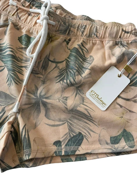 NWT PJ Salvage Small Peach Aloha Tropical Floral SOFT Pajama Lounge Shorts #PQ5