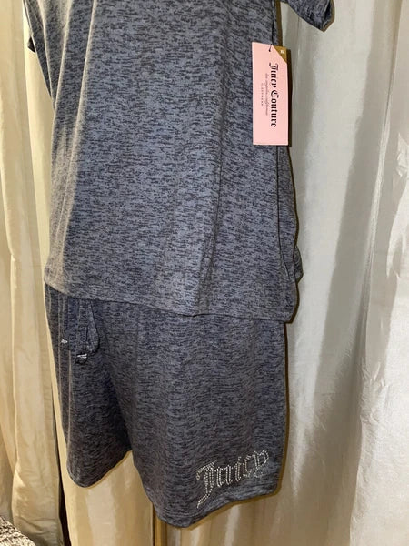 NEW Juicy Couture Crystal “Juicy” Logo PJ/Lounge Short Set Size XL Dark Heather