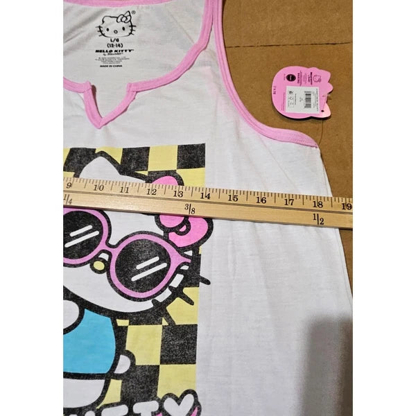 Sanrio Hello Kitty Womens Tank Top And Shorts Pajama Sleepwear Set Sz L 12-14